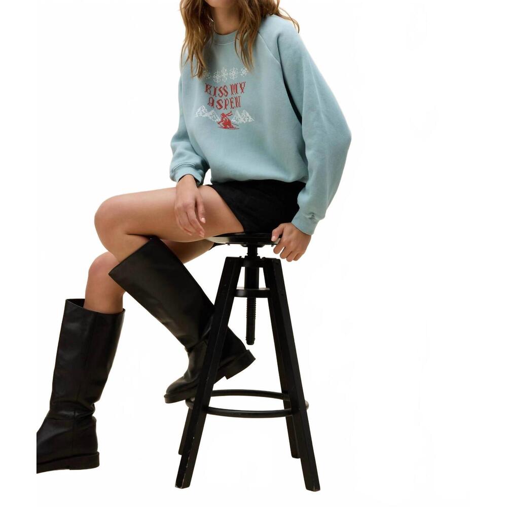 NEW DAYDREAMER kiss my aspen shrunken raglan sweatshirt in blue - Picture 4 of 7
